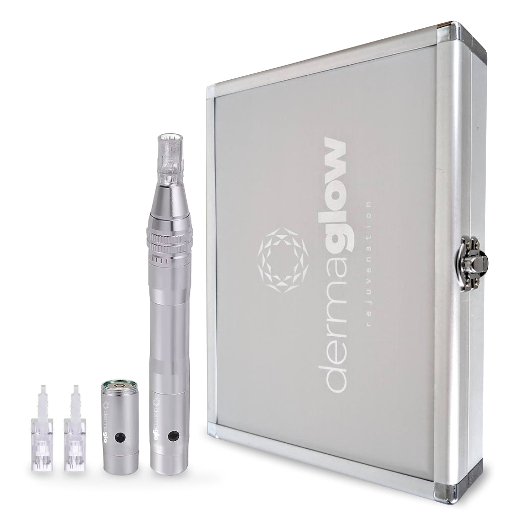 Derma Glow Dermapen • Electric rechargeable microneedling pen + spare battery and cartridges