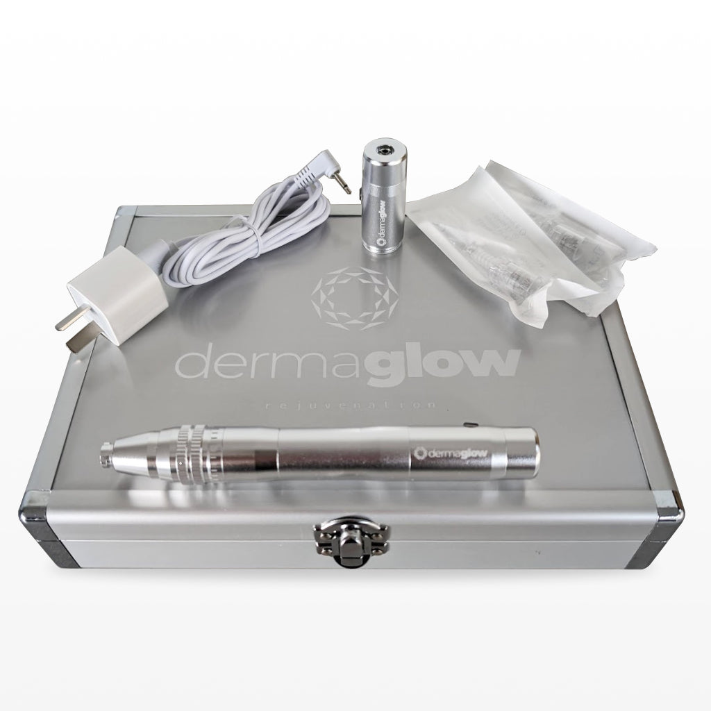 Derma Glow Dermapen • Electric rechargeable microneedling pen + spare battery and cartridges