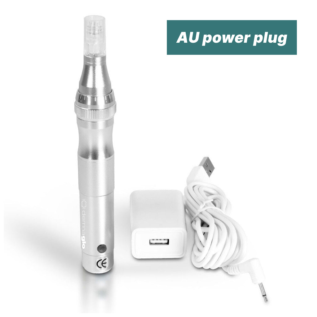 Derma Glow Dermapen • Electric rechargeable microneedling pen + spare battery and cartridges