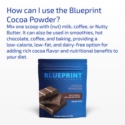 Blueprint Bryan Johnson Cocoa Powder – 7.5% Flavonols Unsweetened 340g