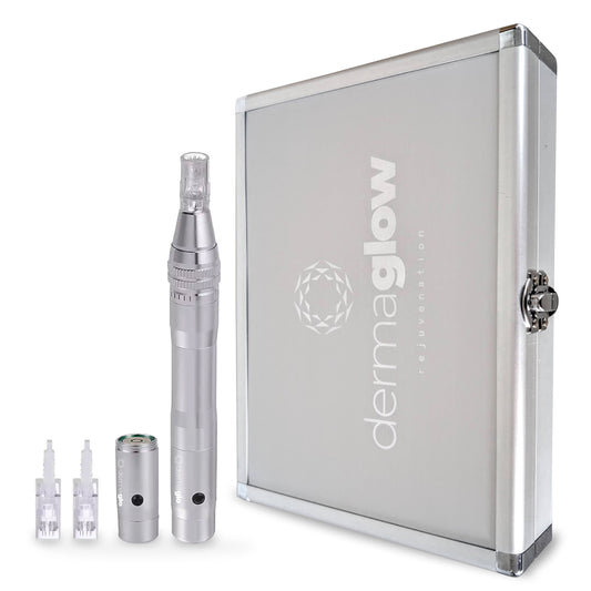 Derma Glow Dermapen β’ Electric rechargeable microneedling pen + spare battery and cartridges